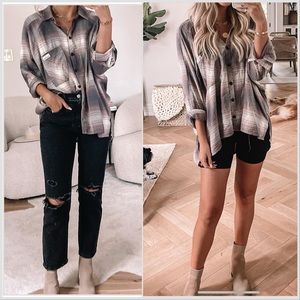 BDG Urban Outfitters Purple Grey White Plaid Button Down Shirt Size S